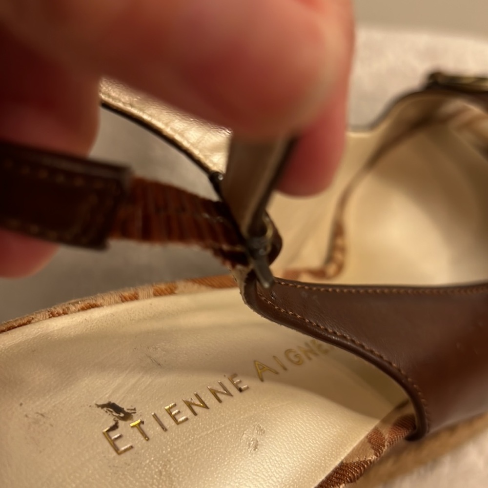 Etienne Aigner cork wedge sandal. Size 7 1/2. - Picture 4 of 7